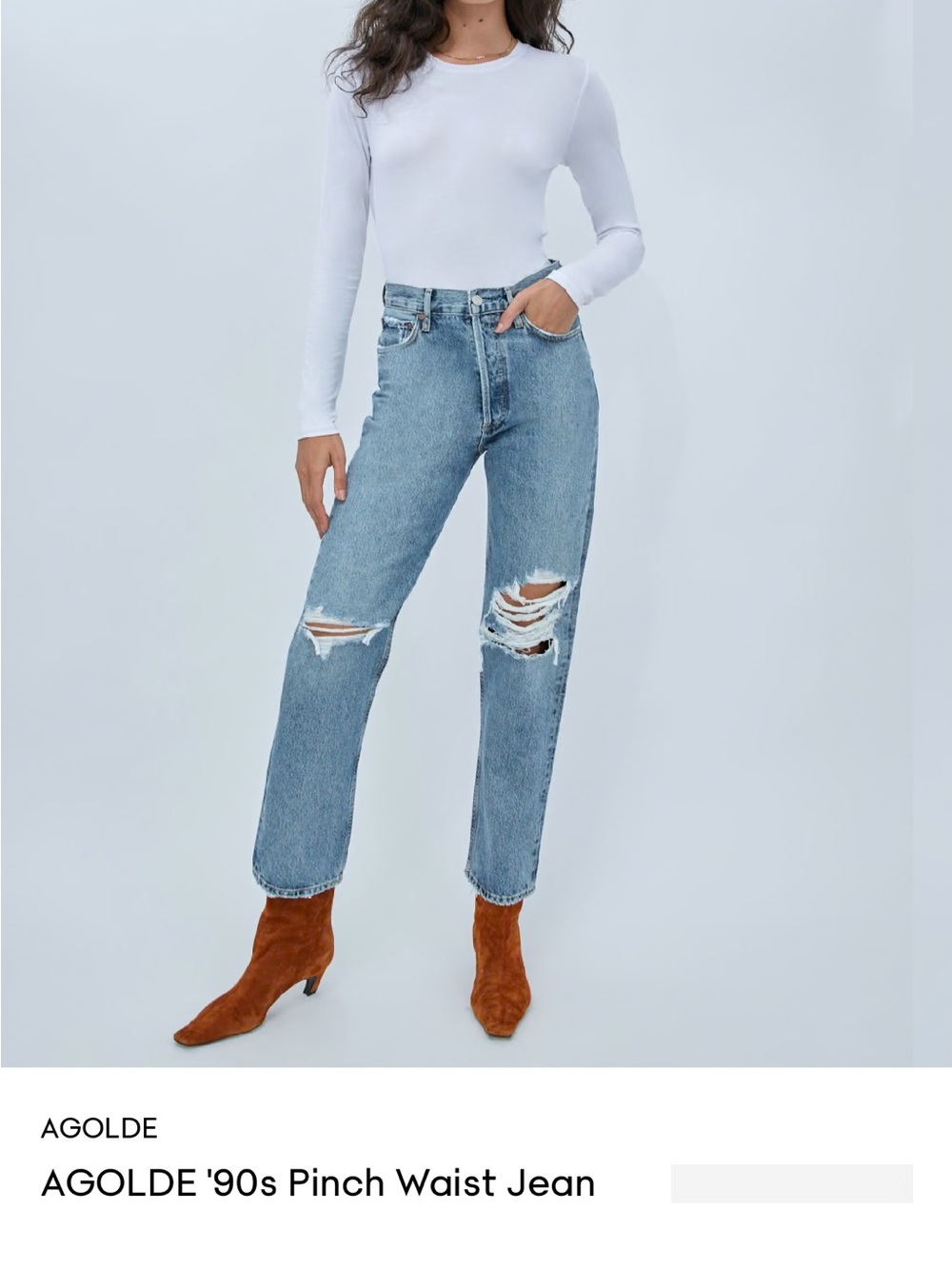 Agolde Light Blue Distressed Straight-Leg Jeans size 23